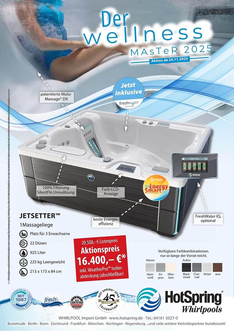 Weisser Whirlpool auf hellblauem Hintergrund